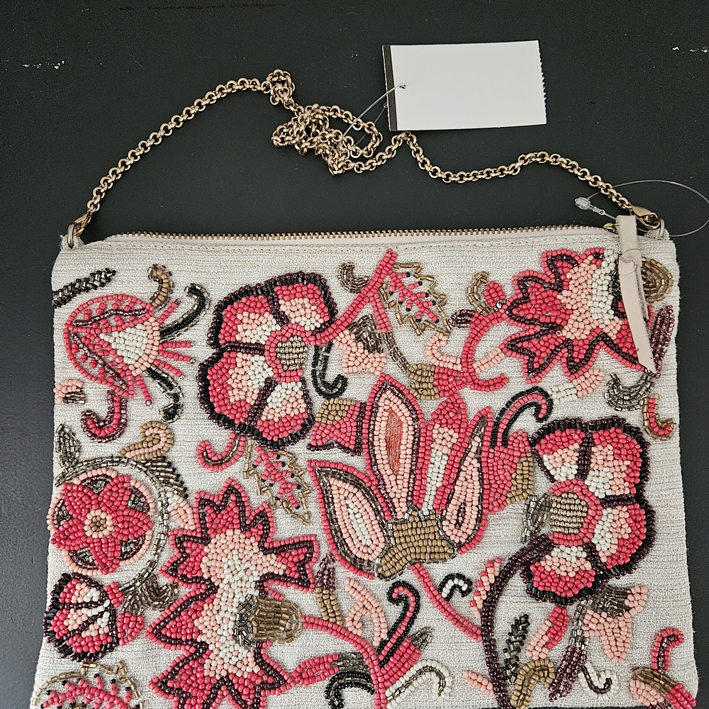 Chico's Multicolor Floral Beaded Clutch
